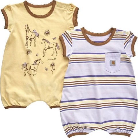 Baby Girls' 2-Piece Short-Sleeve Horse Romper Set CG9878