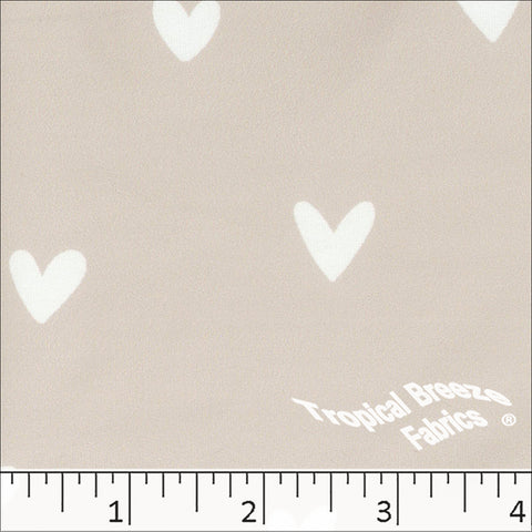 champagne, Double Brushed Heart Print Knit Fabric 572613