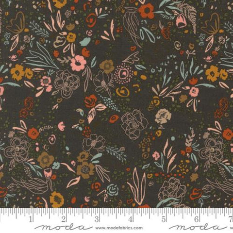 charcoal, Foraged Found and Hand Me Down Collection Field of Fancy Cotton Fabric 45636