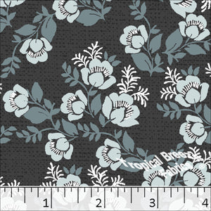 Floral Poly Cotton Dress Fabric charcoal