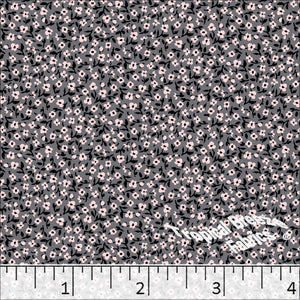 Small Floral Print Poly Cotton Dress Fabric Charcoal