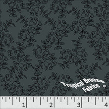 Leafy Vine Print Poly Cotton Dress Fabric Charcoal