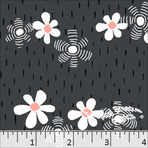 Poly Cotton Floral Dress Fabric Charcoal