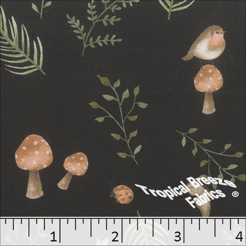 charcoal, Double Brushed Nature Print Knit Fabric 572619