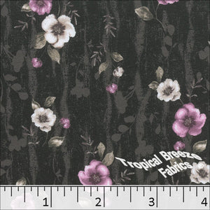 Charcoal, Dream Crepe Stretch Print Polyester Fabric 04941