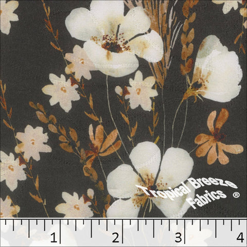 charcoal, Jacquard Knit Floral Print Fabric 572520