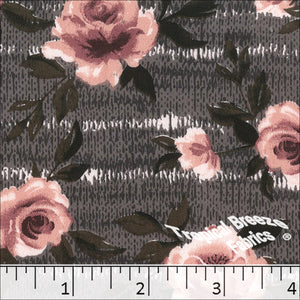 charcoal, Koshibo Large Floral Print Polyester Fabric 04852