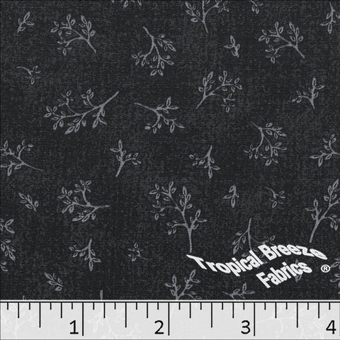 charcoal, Linen Crepe Print Polyester Fabric 048617