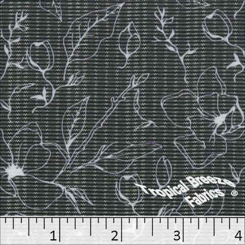 charcoal, Poly Rayon Floral Print Fabric 04450