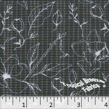 charcoal, Poly Rayon Floral Print Fabric 04450