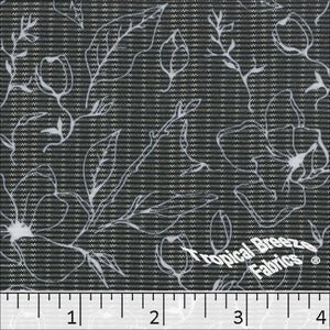 charcoal, Poly Rayon Floral Print Fabric 04450