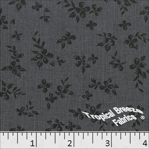 charcoal, Polyester Floral Print Fabric 045516