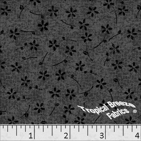 charcoal, Standard Weave Floral Poly Cotton Dress Fabric 6221