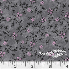 Standard Weave Floral Print Poly Cotton Dress Fabric 6039 charcoal