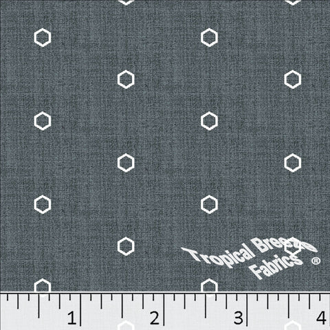 charcoal, Standard Weave Geometric Print Poly Cotton Fabric 6347