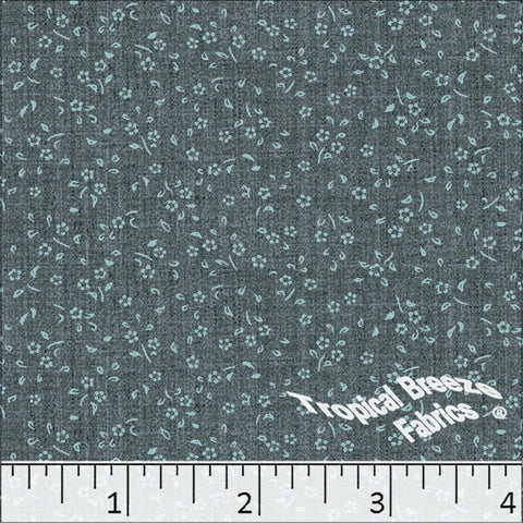charcoal, Standard Weave Tiny Floral Print Poly Cotton Fabric 6307