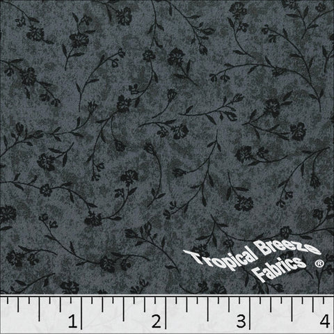 charcoal, Yoryu Floral Print Polyester Fabric 048622