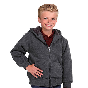 Charcoal Youth Sherpa Lined Fleece Hoodie K1179