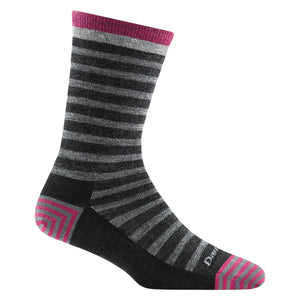No Nonsense Women's Striped Flat Knit Crew Socks Espresso One Size