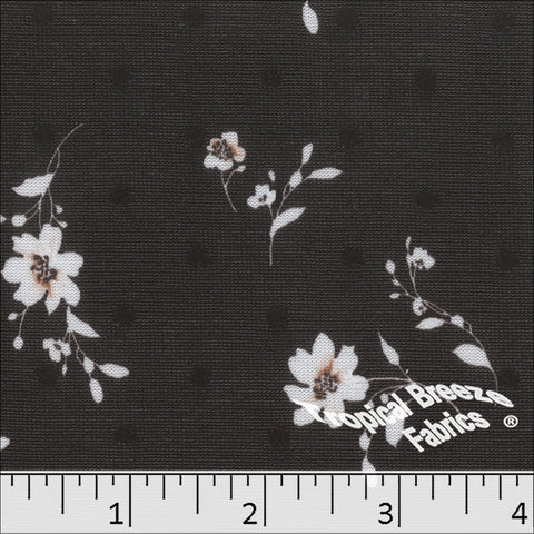 charcoal, Swiss Dot Knit Floral Print 573521