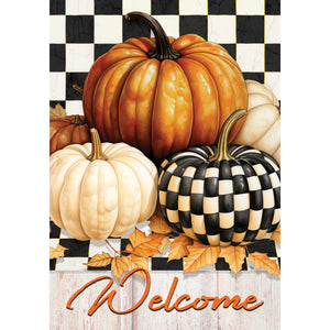 Fall & Winter Garden Flags checkered pumpkin