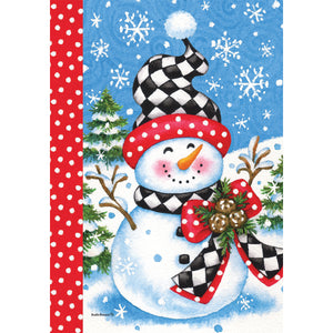 Fall & Winter Garden Flags checkered snowman