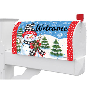 Fall and Winter Mailbox Makeovers checkered snowman