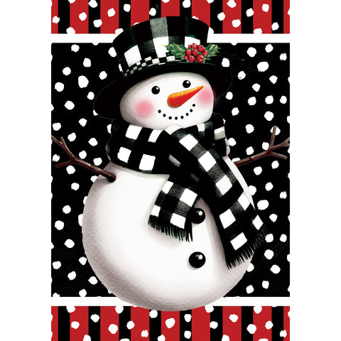 Checkered Snowman garden flag