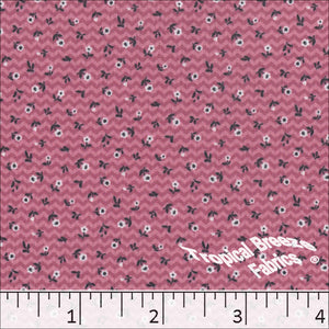 cherry, Pick Stripe Tiny Floral Print Polyester Fabric 04943