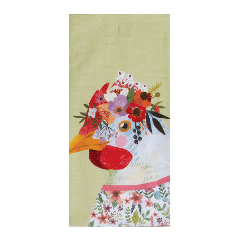 chicken, Flowers Everywhere Animal Dual Purpose Towel R858