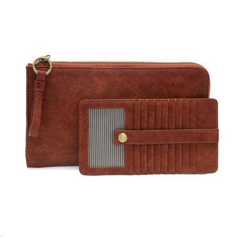 Karina convertible wristlet handbag with matching wallet in cinnamon