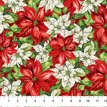 poinsettias, Holiday Joy Cotton Fabric DP280