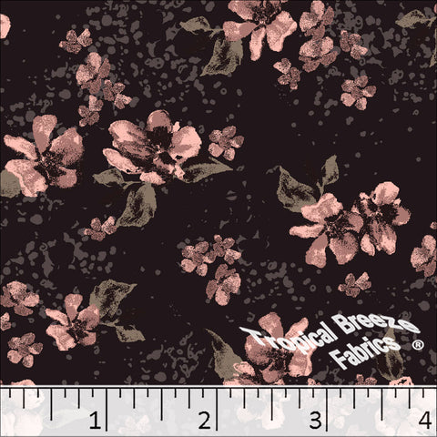 coffee, Standard Weave Floral Poly Cotton Dress Fabric 6278