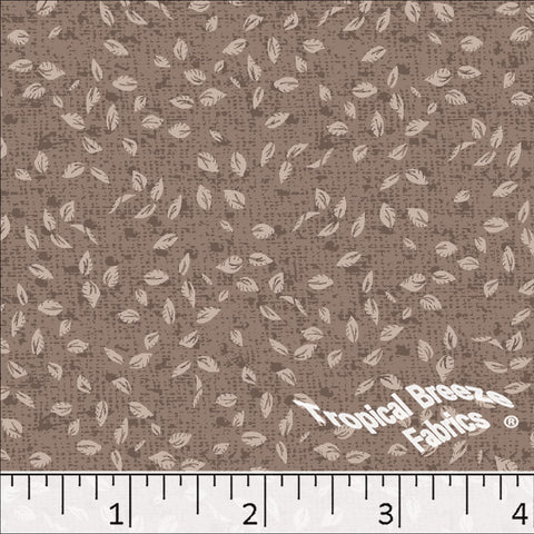 coffee, Standard Weave Leaf Print Poly Cotton Fabric 6336