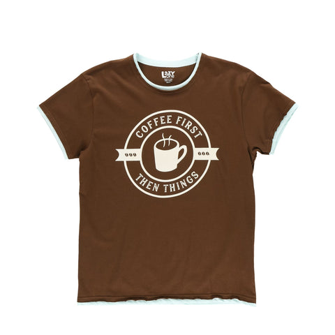 Lazy One Coffee First women's pajama tee shirt