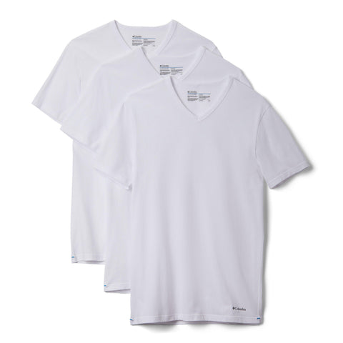 Three Columbia men's classic v-neck tee shirts