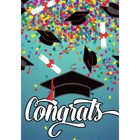 Garden flag showing Congrats Grad