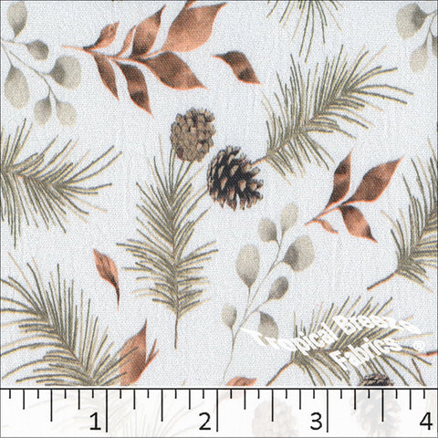 copper, Dream Crepe Pinecone Print Polyester Fabric 042628