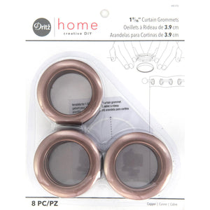 Copper curtain grommets