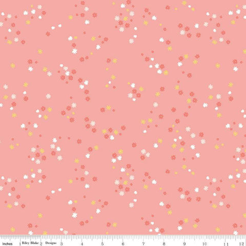 Between the Pages Collection Flowers Cotton Fabric C15376 coral