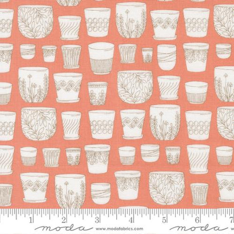 coral, Potted Collection Potted Pots Cotton Fabric 26141