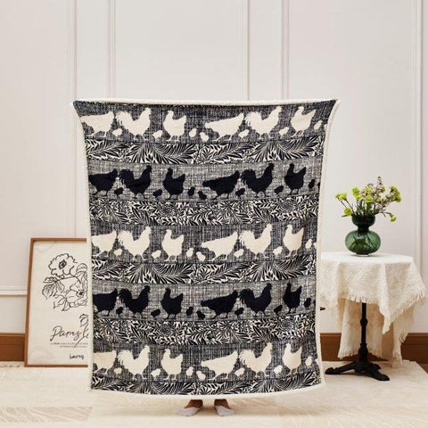 Virah Bella Cottage Chickens sherpa throw
