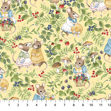Country Mice, Country Mouse Collection Country Mouse Cotton Fabric DP29005-10