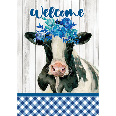 Garden flag showing Cow with Flowers