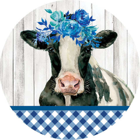 Custom Decor accent magnet showing cow with flowers
