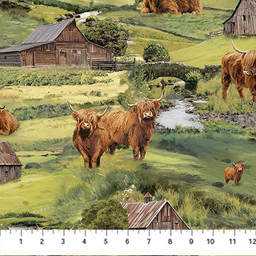 cows in field,Highland Home Fabric Collection DP286 