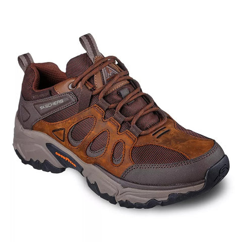 Skechers men's Terraform Selvin hiking shoe in crazy horse dark brown color