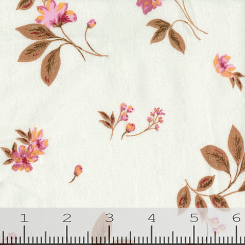 cream, Janine Floral Knit Print Fabric FA1619