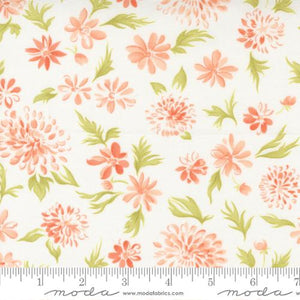 Cinnamon and Cream Collection Mums Floral Cotton Fabric cream