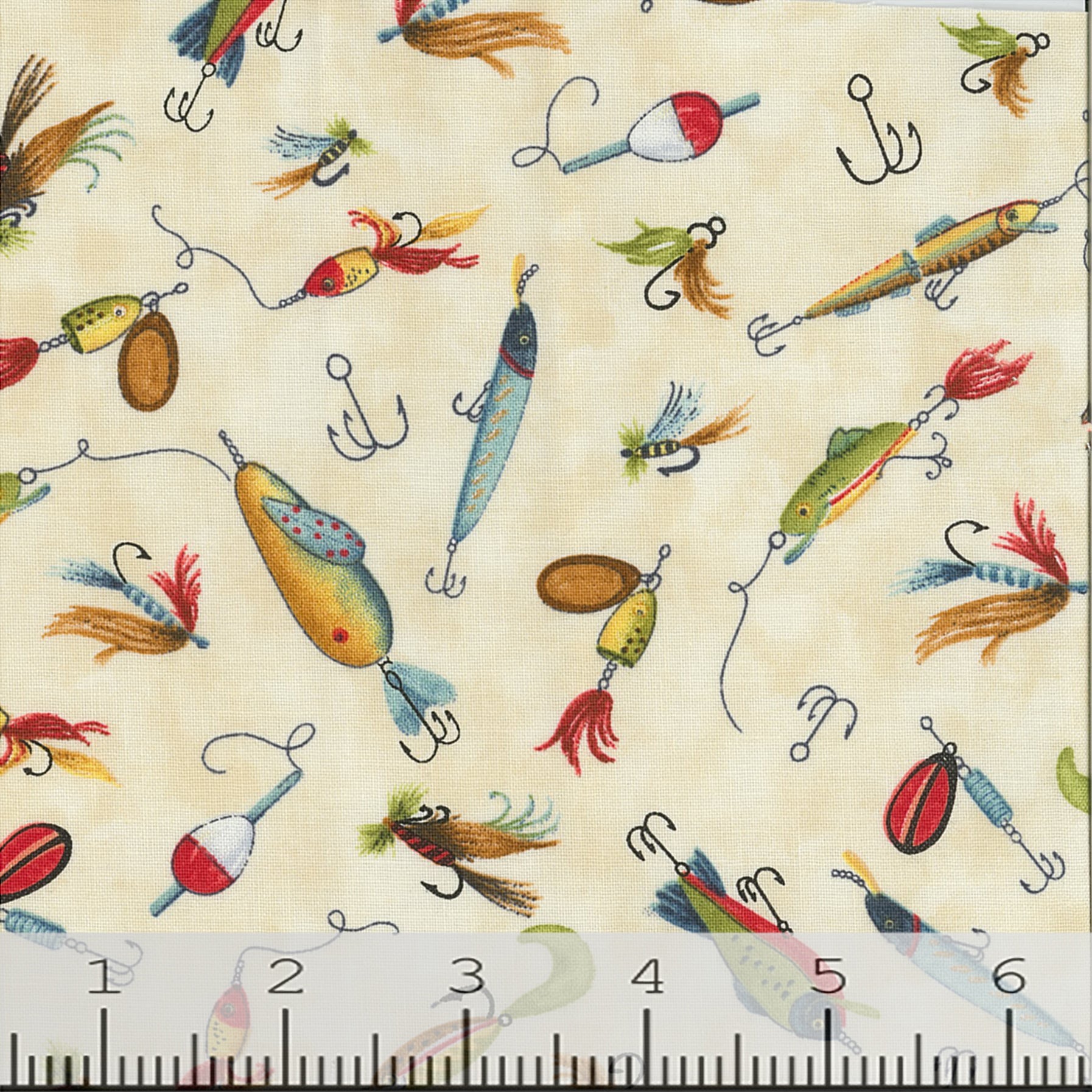 Wilmington Prints Down by the Lake Collection Fishing Hooks Cotton